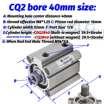 CQ2B/CDQ2B80mm insulta 5-50mm divvietīgā Darbojas Kompakts Gaisa Balonu SMC Vienu Stienis, Pneimatisko Cilindru CDQ2B80-15DZ 20DZ 25DZ